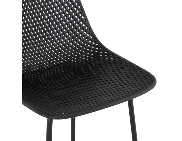 Tabouret snack mi-hauteur perforé LOKI MINI noir intérieur / extérieur