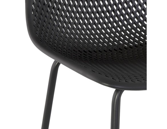 Tabouret snack mi-hauteur perforé LOKI MINI noir intérieur / extérieur