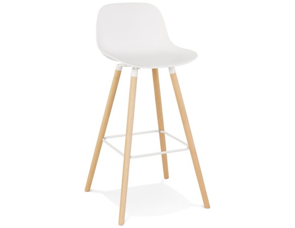 OT02130WAWH 5404028313947 Tabouret de bar TATSU blanc avec pieds en bois naturel