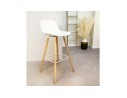 Tabouret de bar TATSU blanc avec pieds en bois naturel