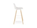 Tabouret de bar TATSU blanc avec pieds en bois naturel