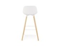 Tabouret de bar TATSU blanc avec pieds en bois naturel