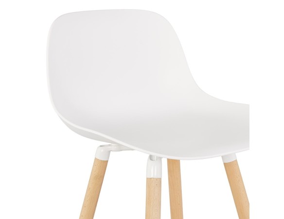 Tabouret de bar TATSU blanc avec pieds en bois naturel
