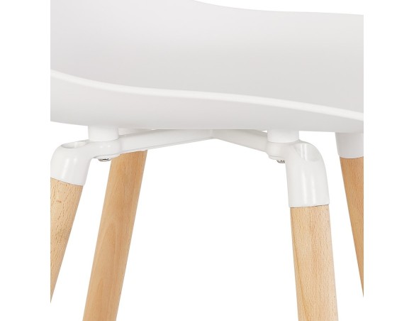 Tabouret de bar TATSU blanc avec pieds en bois naturel