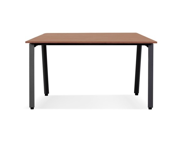 Table de réunion / bureau bench AMADEUS SQUARE en bois finition Noyer et métal noir - 140x140 cm