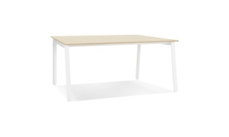 OT02030NAWH 5404028338513 Table de réunion / bureau bench AMADEUS SQUARE en bois finition naturelle et métal blanc - 140x140 cm