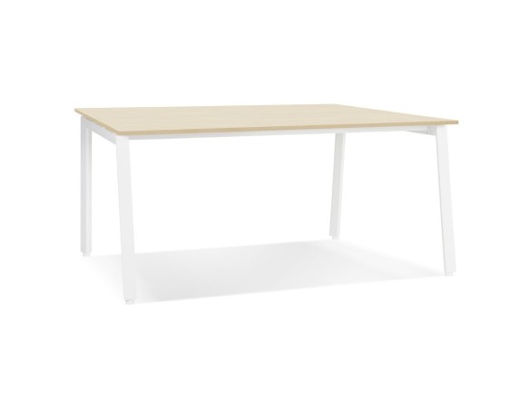 OT02030NAWH 5404028338513 Table de réunion / bureau bench AMADEUS SQUARE en bois finition naturelle et métal blanc - 140x140 cm