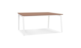OT02040WAWH 5404028338537 Table de réunion / bureau bench AMADEUS SQUARE en bois finition Noyer et métal blanc - 140x140 cm