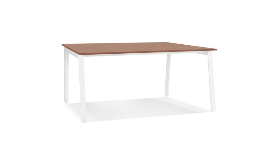 OT02040WAWH 5404028338537 Table de réunion / bureau bench AMADEUS SQUARE en bois finition Noyer et métal blanc - 140x140 cm