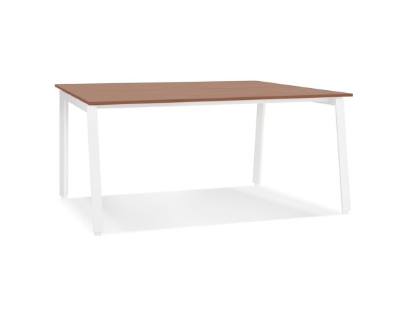 OT02040WAWH 5404028338537 Table de réunion / bureau bench AMADEUS SQUARE en bois finition Noyer et métal blanc - 140x140 cm