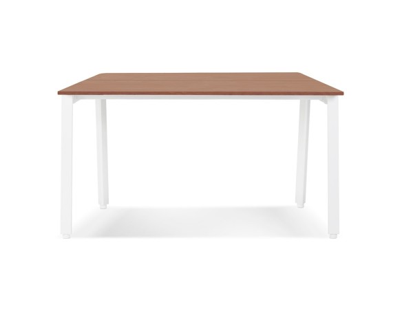Table de réunion / bureau bench AMADEUS SQUARE en bois finition Noyer et métal blanc - 140x140 cm