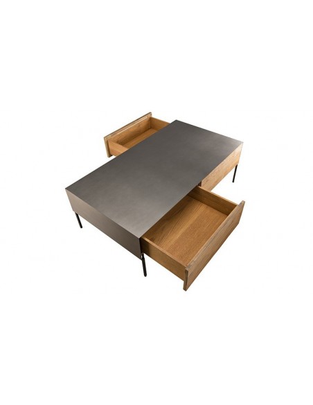 table basse plateau métal