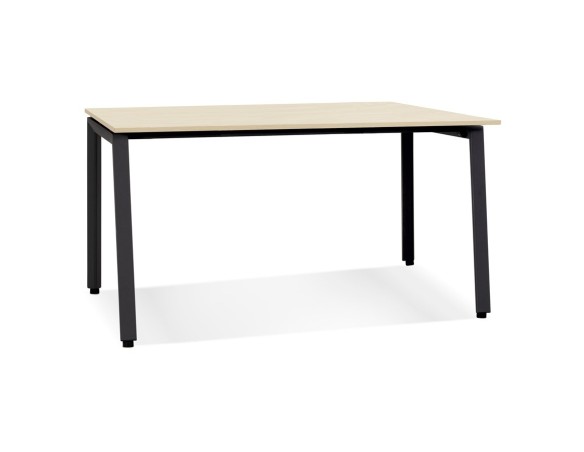 Bureau droit design AMADEUS en bois finition naturelle et métal noir - 160x80 cm