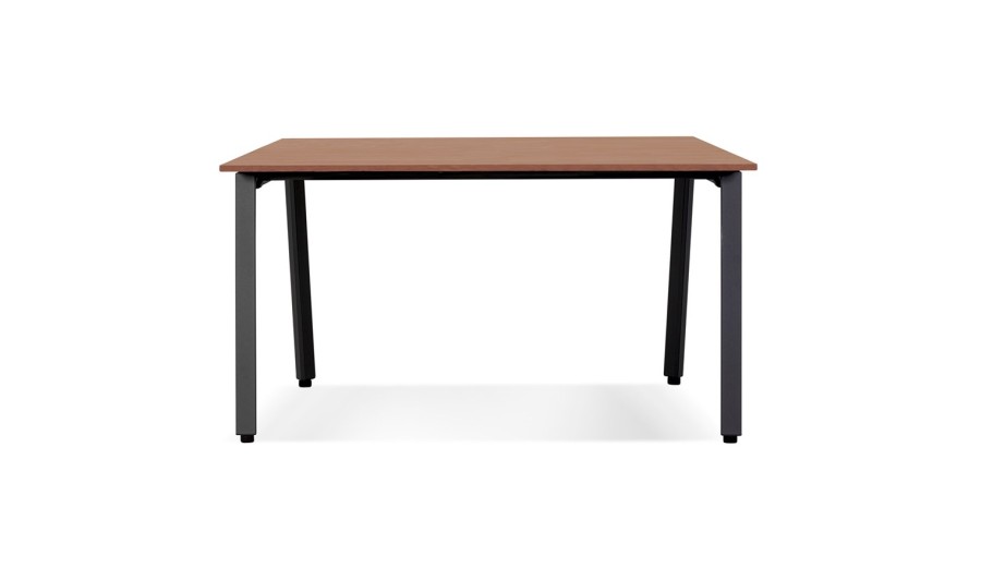 OT02100WABL 5404028338650 Bureau droit design AMADEUS en bois finition Noyer et métal noir - 160x80 cm