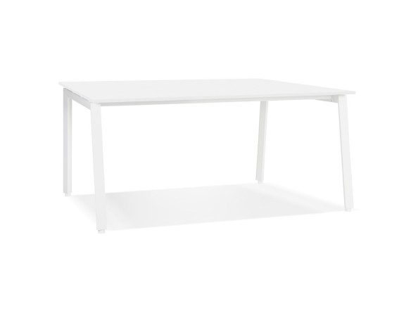 Bureau droit design AMADEUS en bois et métal blanc - 160x80 cm