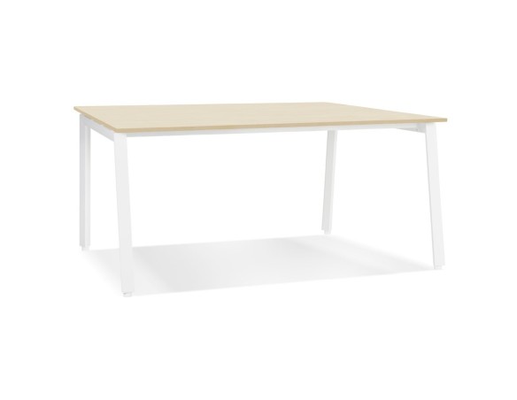 OT02120NAWH 5404028338698 Bureau droit design AMADEUS en bois finition naturelle et métal blanc - 160x80 cm