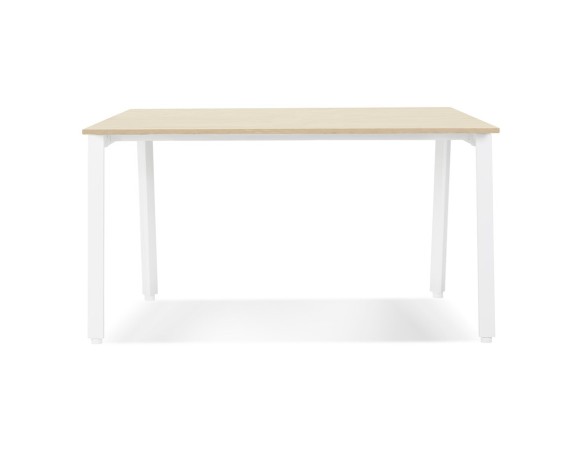 Bureau droit design AMADEUS en bois finition naturelle et métal blanc - 160x80 cm