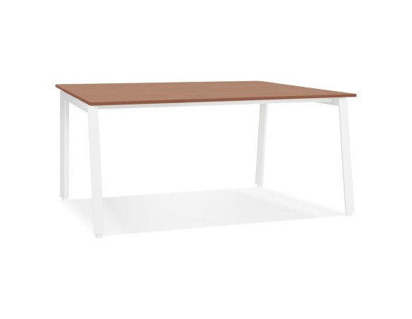 OT02130WAWH 5404028338711 Bureau droit design AMADEUS en bois finition Noyer et métal blanc - 160x80 cm