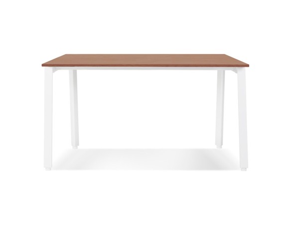 Bureau droit design AMADEUS en bois finition Noyer et métal blanc - 160x80 cm
