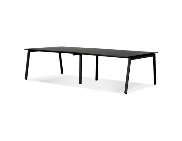 Double bureau bench / table de réunion AMADEUS en bois et métal noir - 280x140 cm