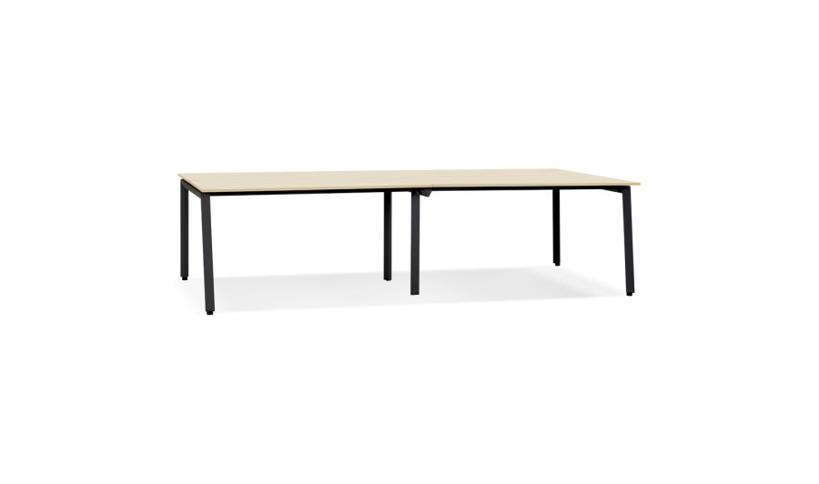 OT02150NABL 5404028338759 Double bureau bench / table de réunion AMADEUS en bois finition naturelle et métal noir - 280x140 cm