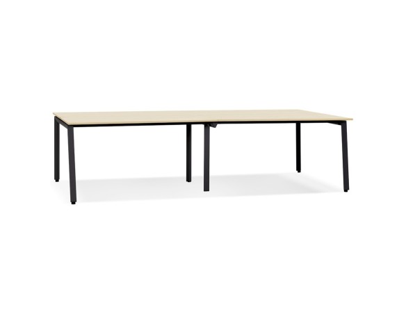 OT02150NABL 5404028338759 Double bureau bench / table de réunion AMADEUS en bois finition naturelle et métal noir - 280x140 cm