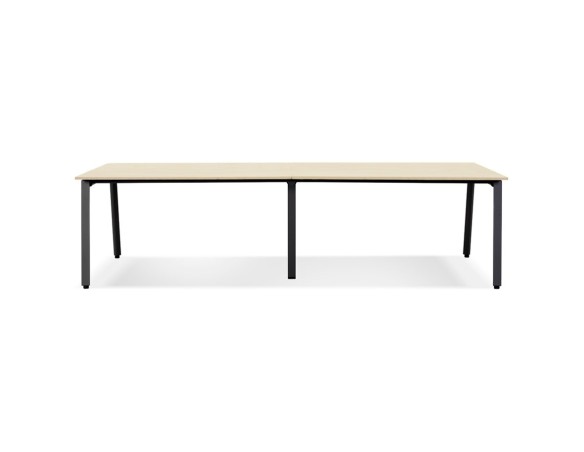 Double bureau bench / table de réunion AMADEUS en bois finition naturelle et métal noir - 280x140 cm