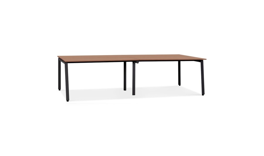 OT02160WABL 5404028338773 Double bureau bench / table de réunion AMADEUS en bois finition Noyer et métal noir - 280x140 cm