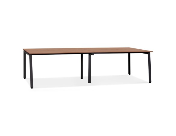 OT02160WABL 5404028338773 Double bureau bench / table de réunion AMADEUS en bois finition Noyer et métal noir - 280x140 cm