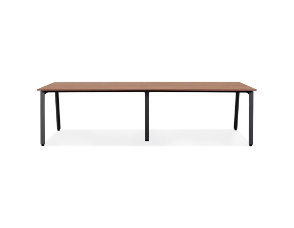 Double bureau bench / table de réunion AMADEUS en bois finition Noyer et métal noir - 280x140 cm