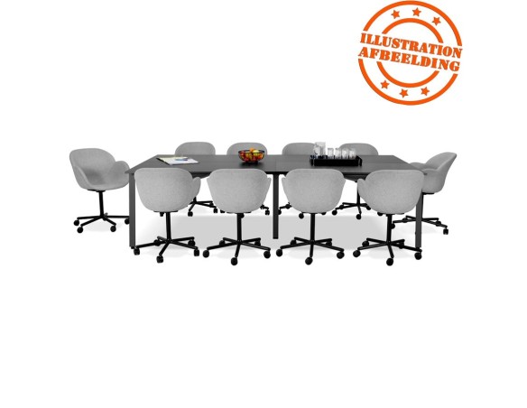 Double bureau bench / table de réunion AMADEUS en bois finition Noyer et métal noir - 280x140 cm