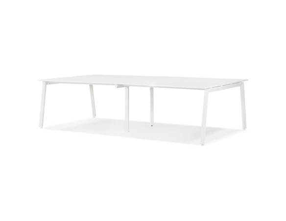 Double bureau bench / table de réunion AMADEUS en bois et métal blanc - 280x140 cm