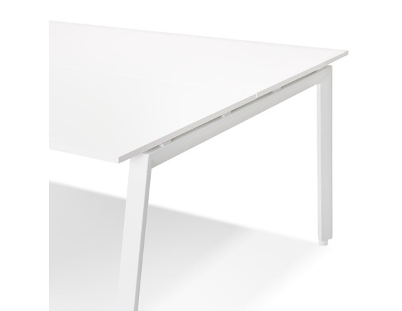 Double bureau bench / table de réunion AMADEUS en bois et métal blanc - 280x140 cm