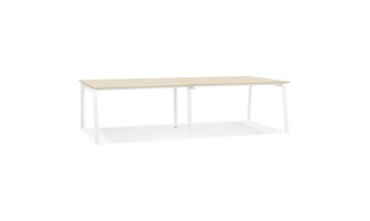 OT02180NAWH 5404028338810 Double bureau bench / table de réunion AMADEUS en bois finition naturelle et métal blanc - 280x140 cm