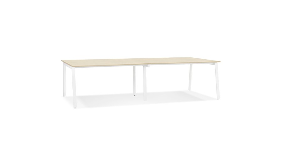 OT02180NAWH 5404028338810 Double bureau bench / table de réunion AMADEUS en bois finition naturelle et métal blanc - 280x140 cm