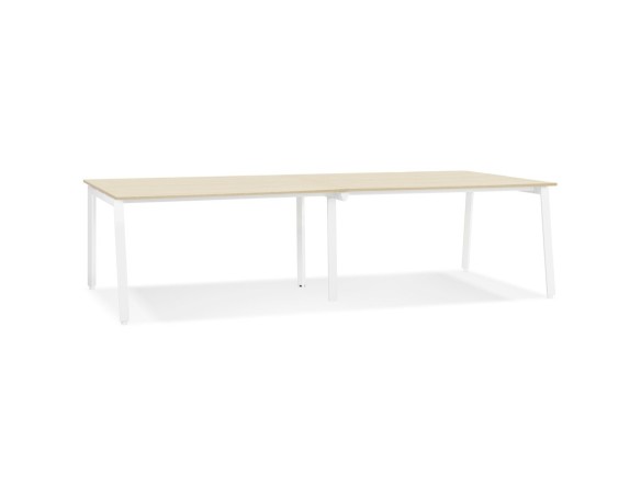 OT02180NAWH 5404028338810 Double bureau bench / table de réunion AMADEUS en bois finition naturelle et métal blanc - 280x140 cm