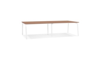 OT02190WAWH 5404028338834 Double bureau bench / table de réunion AMADEUS en bois finition Noyer et métal blanc - 280x140 cm