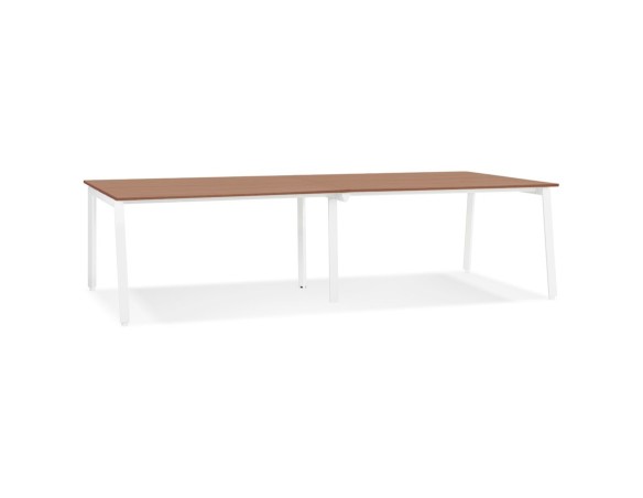 OT02190WAWH 5404028338834 Double bureau bench / table de réunion AMADEUS en bois finition Noyer et métal blanc - 280x140 cm