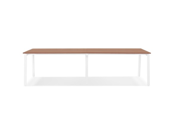 Double bureau bench / table de réunion AMADEUS en bois finition Noyer et métal blanc - 280x140 cm