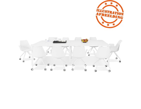 Double bureau bench / table de réunion AMADEUS en bois finition Noyer et métal blanc - 280x140 cm