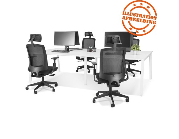 Double bureau bench / table de réunion AMADEUS en bois finition Noyer et métal blanc - 280x140 cm