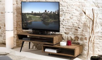 Meuble tv pivotant en teck recyclé