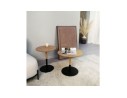 Table dappoint ronde DILA H45 en bois finition naturelle et métal noir