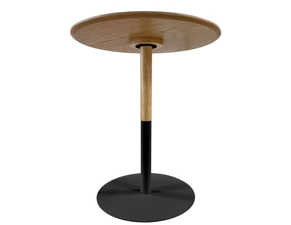 Table dappoint ronde DILA H45 en bois finition naturelle et métal noir