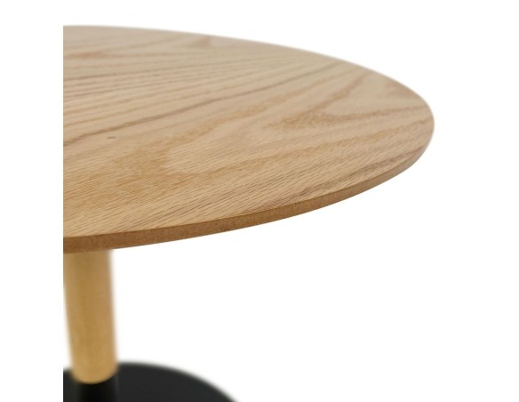Table dappoint ronde DILA H45 en bois finition naturelle et métal noir
