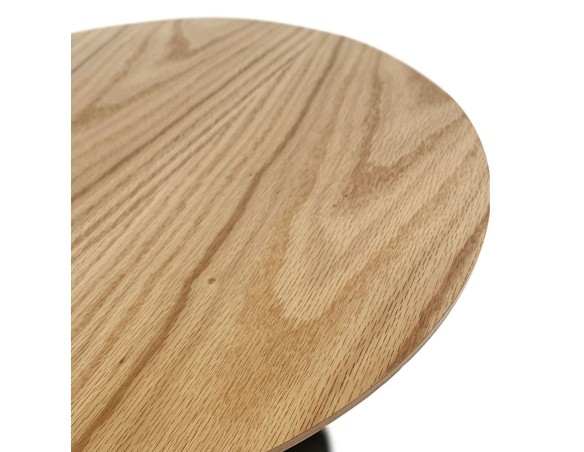 Table dappoint ronde DILA H45 en bois finition naturelle et métal noir