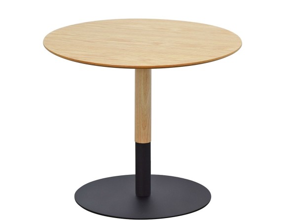OT02100WABL 5404028350324 Table basse design ronde DILA H40 en bois finition naturelle et métal noir