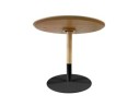 Table basse design ronde DILA H40 en bois finition naturelle et métal noir