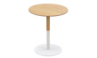 OT02140BLBL 5404028350348 Table dappoint ronde DILA H45 en bois finition naturelle et métal blanc