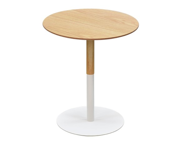 OT02140BLBL 5404028350348 Table dappoint ronde DILA H45 en bois finition naturelle et métal blanc